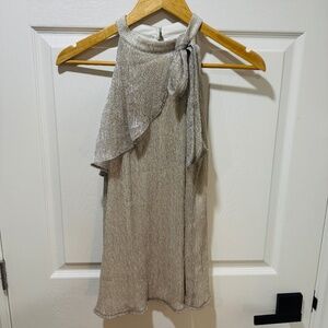 White House Black Market - Sleeveless Top, Ribbed, Silvery, Flowy Material